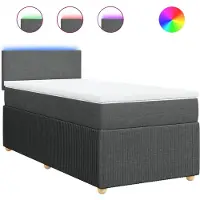 vidaXL Lit boxspring avec matelas gris foncé 90x200 cm Tissu