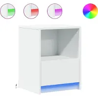 vidaXL Armoire de chevet avec lumières LED blanc bois d'ingénierie