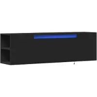 vidaXL Armoire TV murale avec éclairage LED noir 135x31x39,5 cm