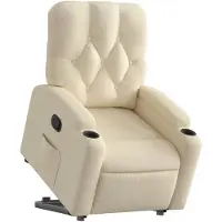 vidaXL Fauteuil relax avec releveur Crème Tissu