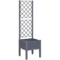 vidaXL Jardinière avec treillis bleu gris 40x40x142 cm PP