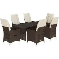 vidaXL Ensemble de jardin 7 pièces avec coussins Marron Poly rotin