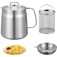OEM Petite friteuse, acier inoxydable, bain d'huile de 1,5 l, bac à graisse, séparateur de graisse