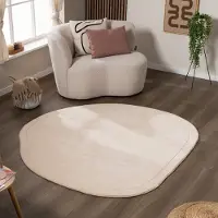 FRAAI Tapis organique | Halo Stone Beige | Ø 80cm | Beige | Forme libre | Tapis