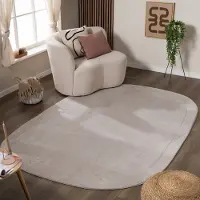 FRAAI Tapis organique | Halo Pebble Gris | 80x150cm | Gris | Forme libre | Tapis