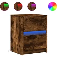 vidaXL Armoires de chevet et lumières LED 2 pcs chêne fumé