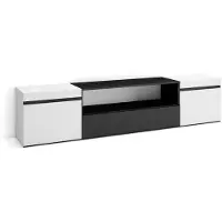 Skraut Home | Meuble TV | Banc Télé | Grand Espace de Rangement | 200x45x35cm | pour Les TV jusqu'à 80" | Meubles de Salon | Style Moderne | Blanc et Noir