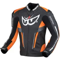 Berik Veste en cuir pour moto Air-B, noir/orange, 52