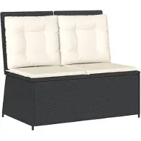vidaXL Banc de jardin Réglable avec coussins Noir Poly Rattan