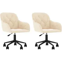 vidaXL Chaise de salle à manger 2 pcs. Pivotantes Crème Velours
