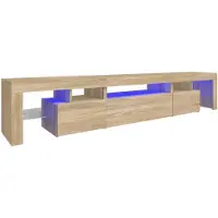 vidaXL Armoire TV avec lampes LED Chêne Sonoma 215x36,5x40 cm