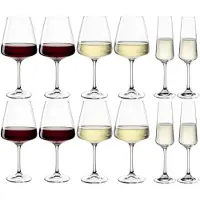 Leonardo Ensemble de verres à vin (Verres à vin rouge + Verres à vin blanc + Verres à champagne) Paladino - Ensemble de 12 pièces