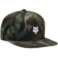 FOX Racing Casquette à visière plate, snapback, camouflage, vert, tech