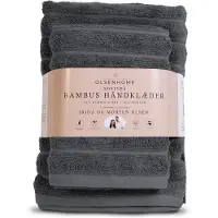 Olsen Home Serviettes en bambou - Gris - 2 grandes (140x70 cm) et 2 petites (50x70 cm) (140 x 70 cm, 50 x 70 cm)