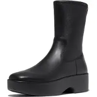 FitFlop Bottes mi-mollet demi-compensées en cuir stretch F-Luma femmes - Noir