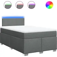 vidaXL Lit boxspring avec matelas gris foncé 120x200 cm Tissu