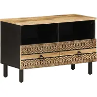 vidaXL Armoire TV noire 70x33,5x46 cm Bois de manguier rugueux