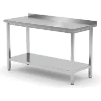 Hendi Plan de travail mural en acier pour cuisine avec rebord et étagère 100x60cm - 811467