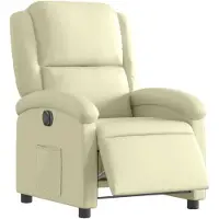 vidaXL Fauteuil relax électrique Crème Cuir véritable