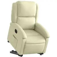 vidaXL Fauteuil relax avec releveur électrique Crème Cuir véritable