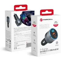 Forcell F-ENERGY Chargeur allume-cigare 2 x type C + USB A PD QC4.0 SFC2.0 4.5A 65W gris