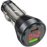 Hoco Chargeur voiture USB A + type C avec écran + câble iPhone type C PD QC3.0 3A 48W