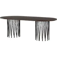 Ebuy24 Stone table de salle à manger 100x220cm noir, marron.