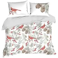 Eurofirany linge de lit WILLOW 220x200 cm Noël ensemble housse de couette oiseau multiframe