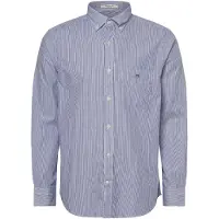 Gant pour homme. 3000140 Chemise Regular Fit en popeline Banker Stripe bleue (S), Casuel, Coton, Manche longue