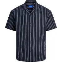 Jack & Jones Chemise 'JOREaster Palma' bleu nuit / blanc cassé