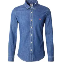 Levi's Chemise 'Battery Housemark Slim Fit Shirt' bleu denim / rouge