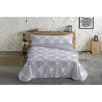 Hosteline Housse de couette Lineas Violet Matelas simple 3 pièces