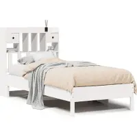vidaXL Lit en bois massif avec étagère sans matelas blanc 90x190 cm pin