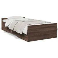 vidaXL Cadre de lit avec tiroirs, aspect chêne brun 75x190 cm