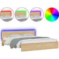 vidaXL Cadre de lit avec tête de lit et éclairage LED Chêne Sonoma
