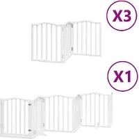 vidaXL Porte pour chien 15 pièces avec porte Pliable Blanc 750 cm Bois de peuplier