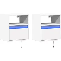 vidaXL Armoires TV murales avec éclairage LED 2 pcs. Blanc 41x31x45 cm