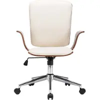 The Living Store Chaise de bureau pivotante Crème Similicuir et bois courbé