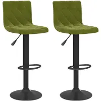 The Living Store Tabourets de bar 2 pcs. Velours vert clair