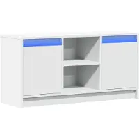 vidaXL Armoire TV avec éclairage LED Blanc 100x34x50 cm Bois composite