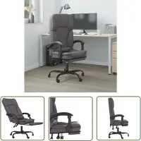 The Living Store Chaise de bureau avec fonction massage Gris Similicuir