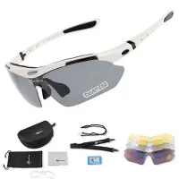 RockBros Unisexe, Lunettes de sport, 10002 lunettes polarisantes pour cyclistes - blanc (Noir, Blanc), Blanc