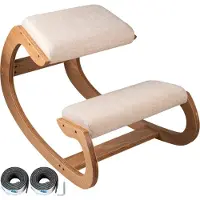 Famanu Coussin ergonomique pour les genoux - Bois de bouleau - Avec coussin épais - Pour une bonne posture - Fonction pivotante