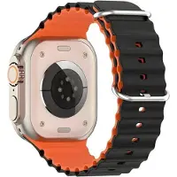 Beline pasek Apple Watch Silicone Waves 38/40/41mm czarno-pomarańczowy /black-orange box (Silicone), Sangles de montre, Noir, Orange