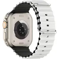 Beline pasek Apple Watch Silicone Waves 38/40/41mm biało-czarny /white-black box (Silicone), Sangles de montre, Noir, Blanc
