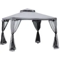 Northio Pavillon De Jardin Tonnelle Tente De Jardin Tente De Fête Avec 4 X Parois Latérales Résistant Aux Intempéries Métal Polyester Gris Clair 3 X 3 X 2,6 M