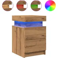 vidaXL Table de chevet avec LED chêne artisanal bois d'ingénierie