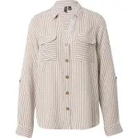 Vero Moda Chemisier 'Bumpy' noisette / blanc