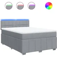 vidaXL Lit boxspring avec matelas gris clair 140x190 cm Tissu
