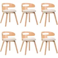 vidaXL Chaises de salle à manger 6 pcs. Crème bois courbé et similicuir